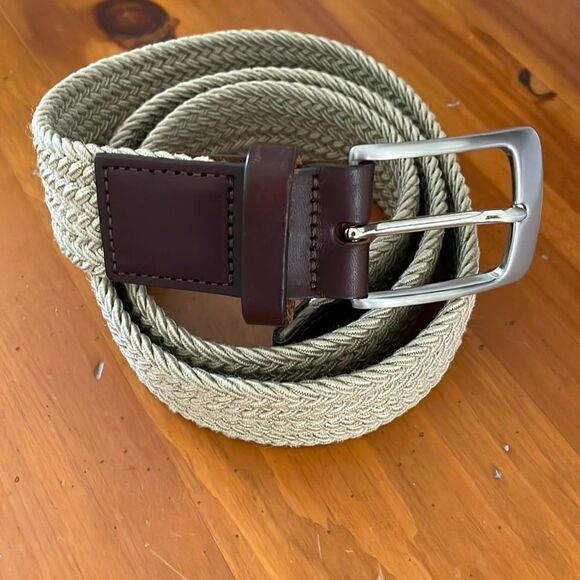 Men’s Tan Woven Belt with Silver Toned Buckle - Picture 1 of 6